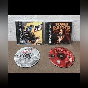 Lot of 2 PlayStation 1 PS1 Games: Street Sk8er & Tomb Raider II (2) Complete USA
